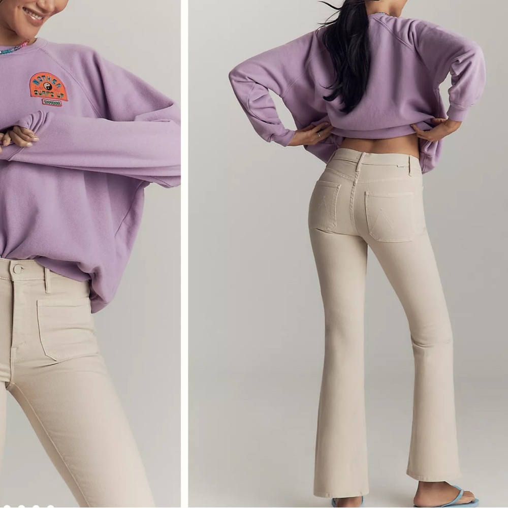 MOTHER The Patch Pocket High-Rise Flare Jeans in Cream - Picture 3 of 12